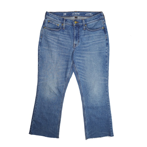 JCREW Size 29 9" Demi-Boot Crop Jeans in Clyde Wash Raw Hem $138 BT584 - Picture 3 of 5